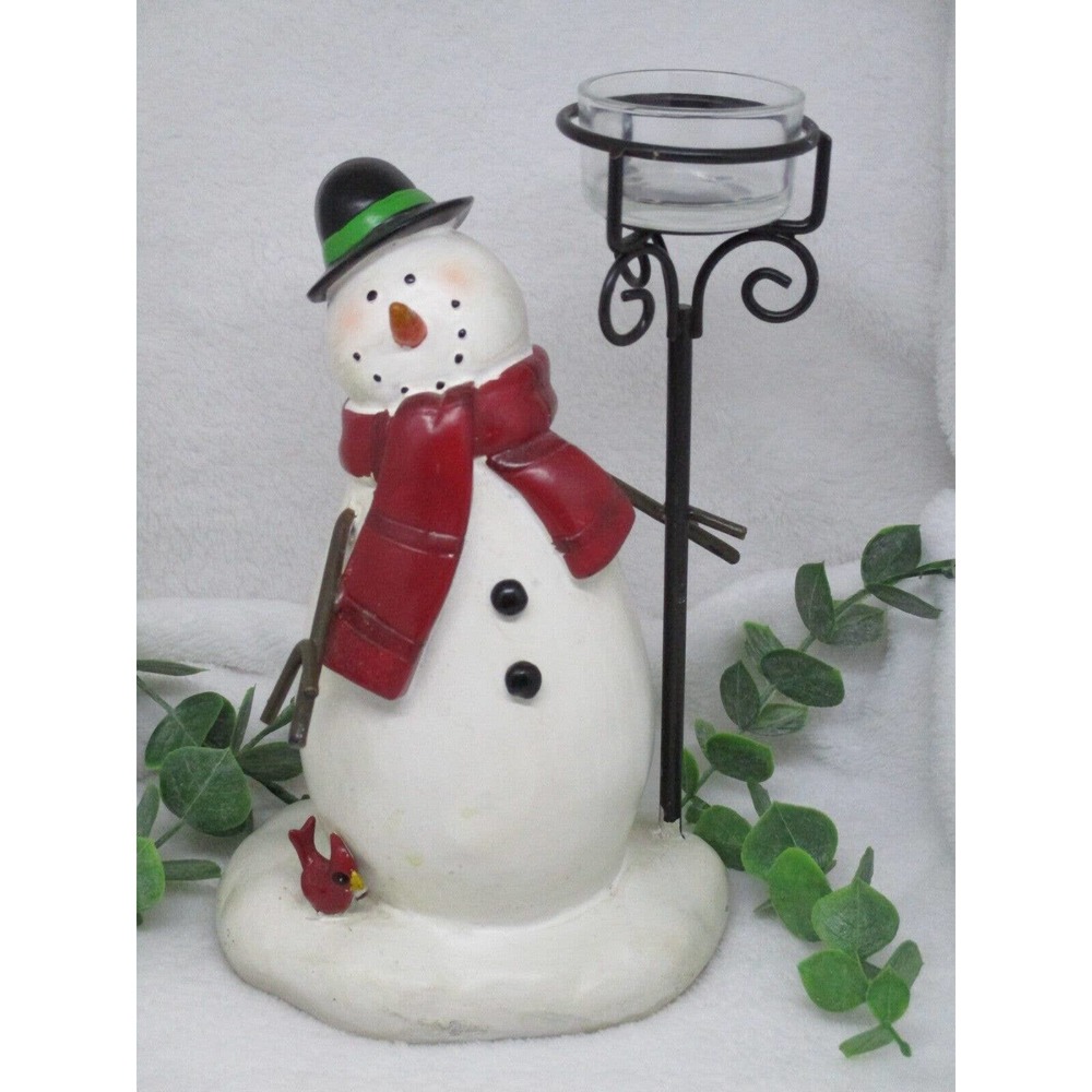 Snowman Figurine Statue Votive Holder